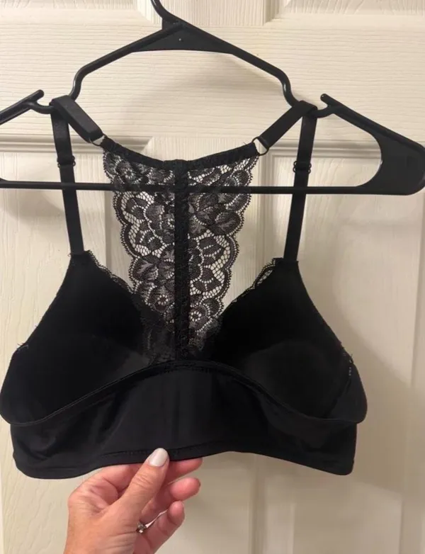 Black Floral Lace Racerback Bra Size 36 C - Image 5