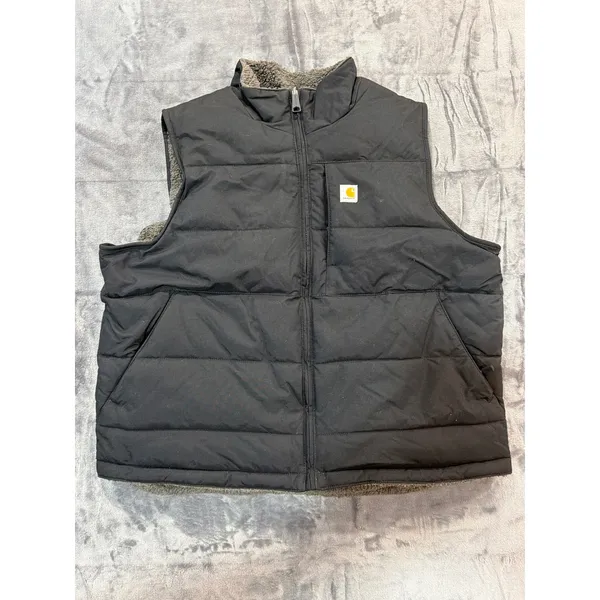 Carhartt Reversible Vest Womens Black Grey Sherpa Quilted OV5607-W XL - Image 3