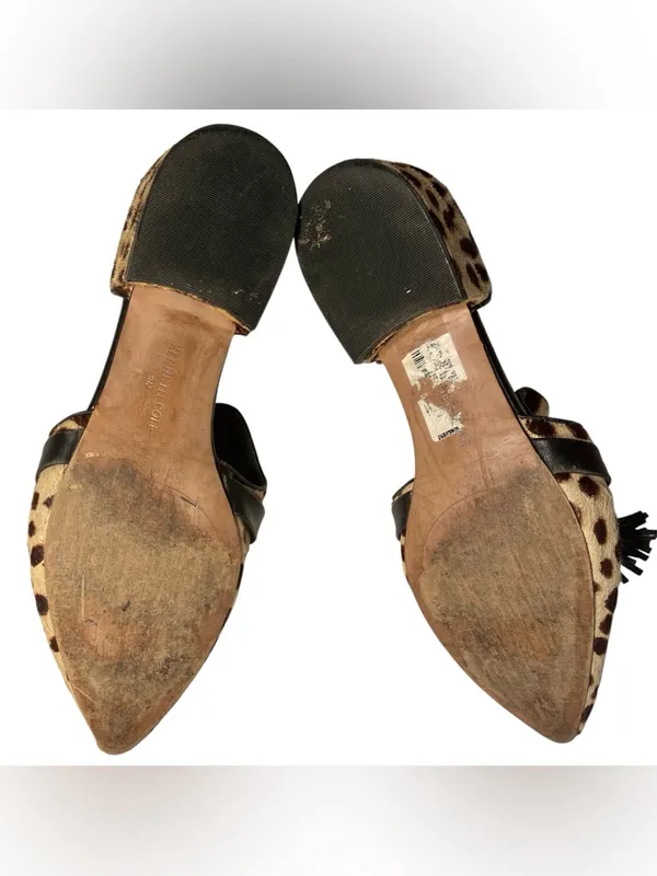 Kenneth Cole D'orsay Flat Pony Hair Leopard Animal Print Pointed Toe Bow Tassel - Image 4