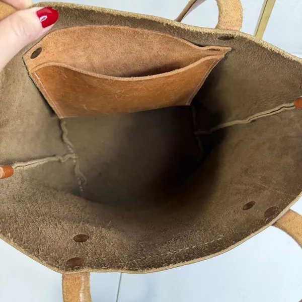 Rogue Industrie Leather Tote Bag Full Grain Heavy Purse Brown Open Top‎ Distress - Image 8