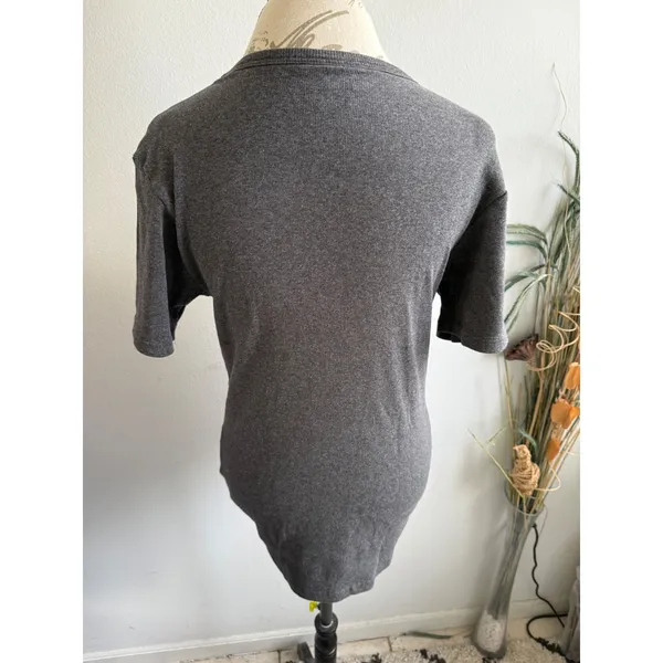 Polo Ralph Lauren Stretch Rib V Neck T Shirt Gray Size L Short Sleeve Logo‎ - Image 2