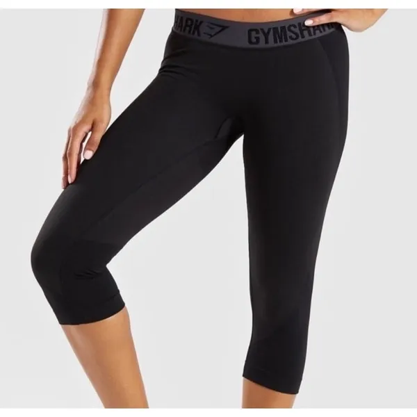 Gymshark Flex Cropped Leggings Womens XS Black Grey Seamless Gymcore‎ Athleisure - Image 3