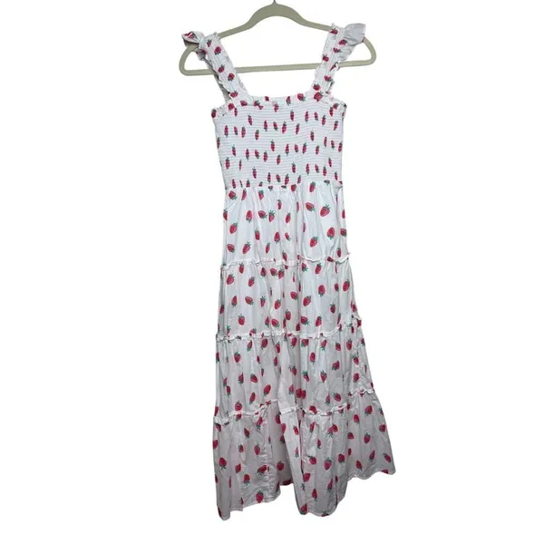 J. Crew Strawberry Smocked Tiered Midi Dress Sz. XXS - Image 6