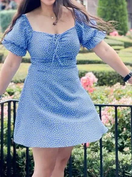 SHEIN Blue Polka Dot Mini Skirt - Image 2