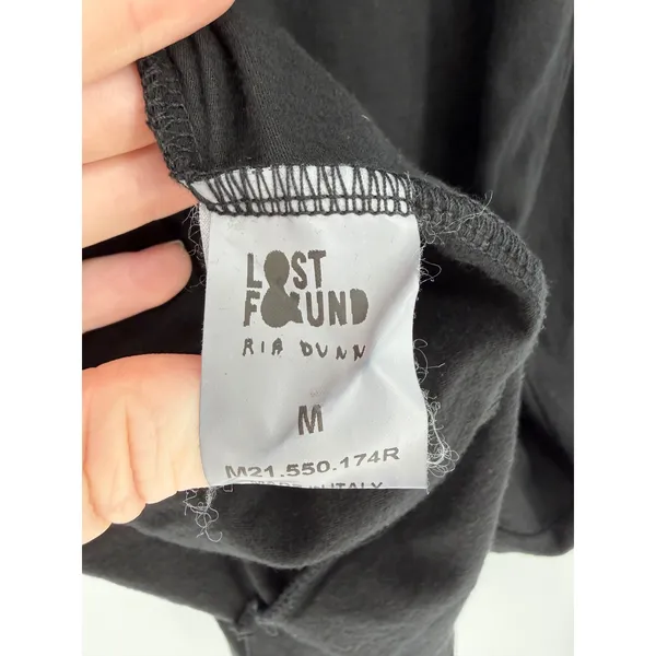 Lost & Found Ria Dunn T-Shirt Dress M Black Asymmetrical Raw Edge Made In Italy - Image 8
