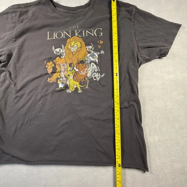 Disney The Lion King Graphic T-Shirt Gray Raw Hem Cropped Simba Scar 2XL - Image 4