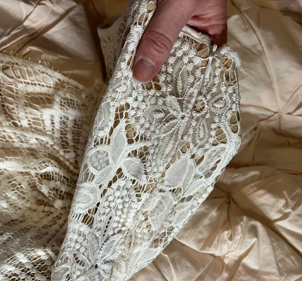 Small Embroidery Creme Lace Mini Girly Skirt - Image 4