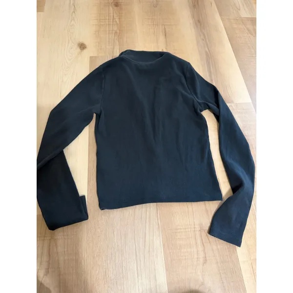 Abercrombie & Fitch Soft A&F Rib Full Zip Long Sleeve Top Black Medium - Image 5