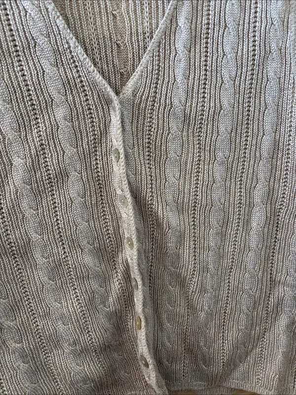 Cable Knit Button-Front Sweater Vest — Large - Image 3