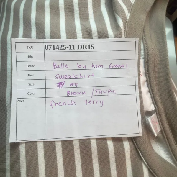 Belle by Kim Gravel Womens Sweatshirt Size‎ M Stripe Nautical 3/4 Sleeve - Image 11