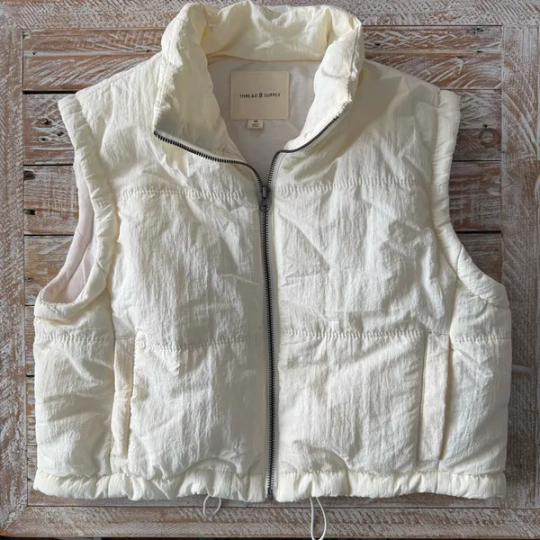 🤍Thread & Supply Cropped Puffer Vest – Ivory🤍 ~Size Medium ☀️like new cond - Image 14