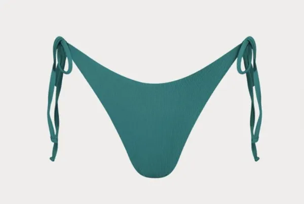 BERLOOK Green Ribbed Tie Bikini Bottoms ONLY 34 Size M - Image 6
