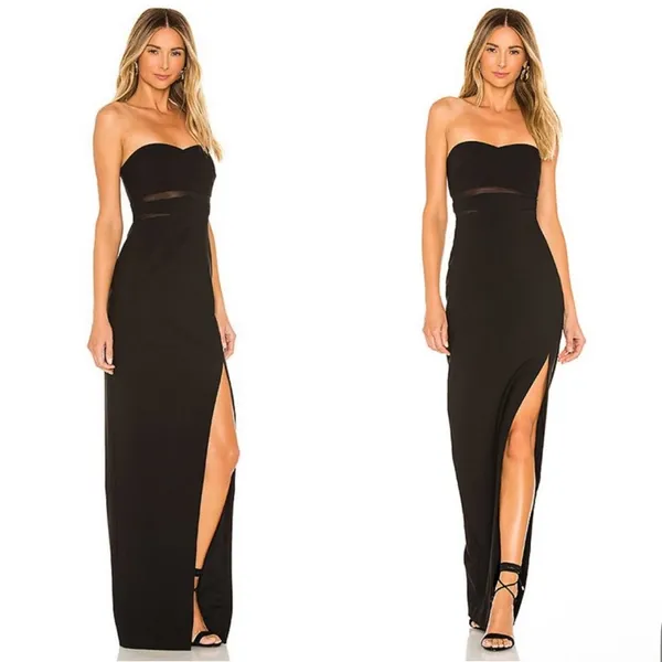 Revolve Likely Vas Gown‎ Slit Sheer Strapless Black Maxi Dress 2 - Image 2