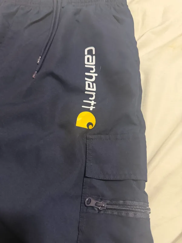 Carhartt Navy Multi-Pocket Elastic Waist Cargo Shorts with Zip Details- Large - Image 4