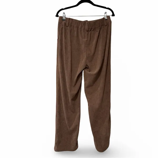 HALARA Mid Rise Corduroy Casual Pants Tall Brown Pleated Sz M - Image 5
