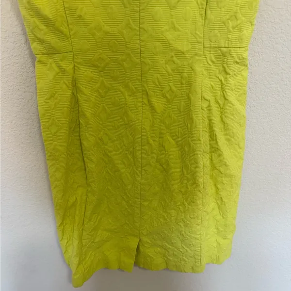 Milly Collection x Banana Republic Neon Yellow Sheath Mini Dress Jacquard Size 4 - Image 9