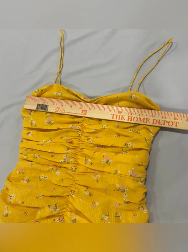 Bec +‎ Bridge Womens Yellow Floral Mini Daytime Flounce Dress Size 4 - Image 6