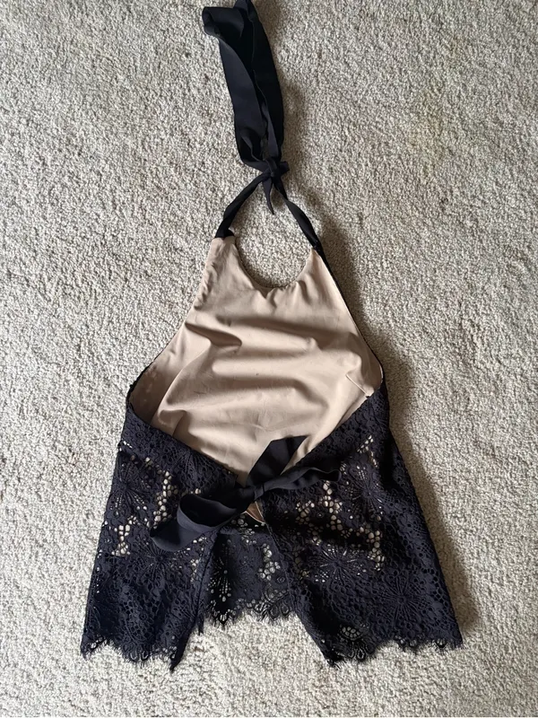 Intermix Y2K boho 90s 2000s black emo goth lace haulter cami tank top size xs - Image 8