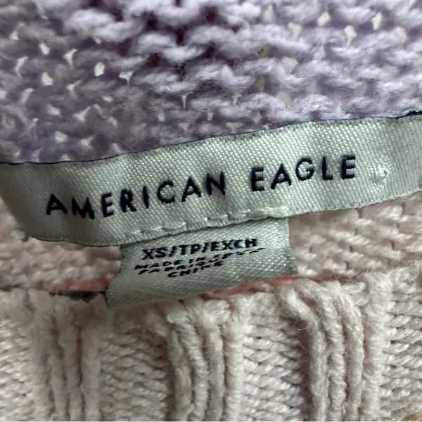 American Eagle Cropped Pastel Rainbow Striped Cotton Acrylic Knit Sweater XS - Image 6