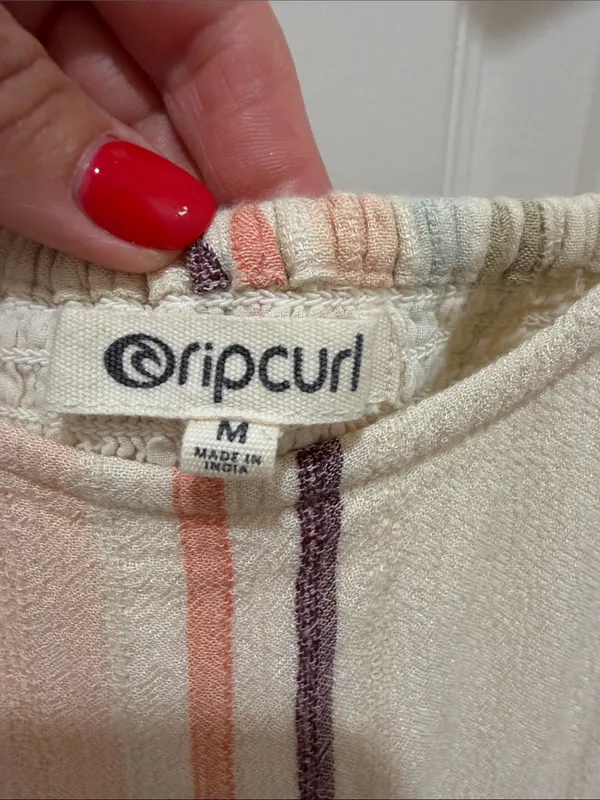 Rip Curl Villa Smocked Cotton Midi Dress - Pastel Stripe - Size Medium - travel - Image 4