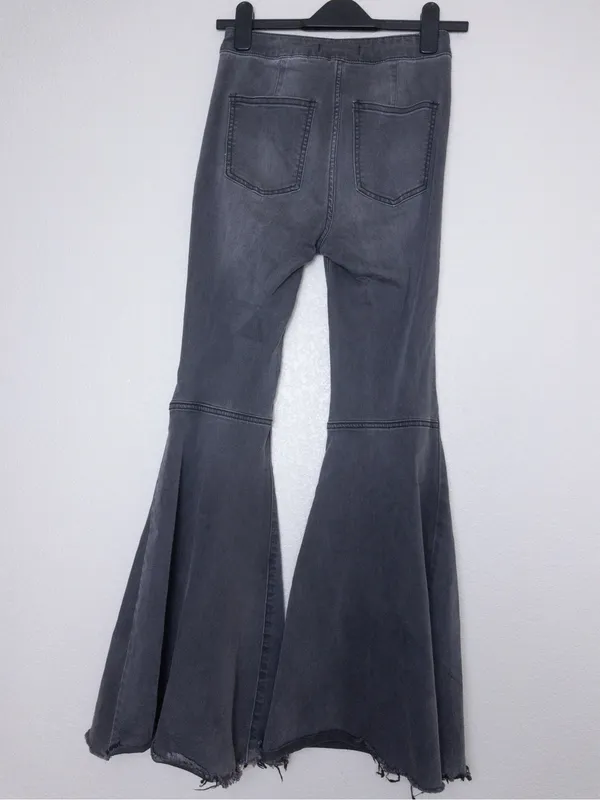 Free People Just Float On Flare Jeans 26 Washed Black Bell Bottom High Waisted - Image 7