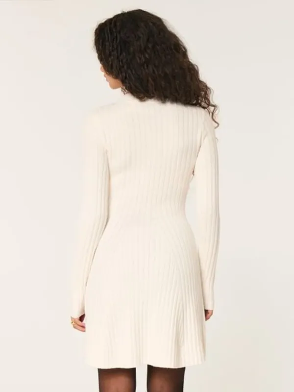 Hollister Ribbed Knit Skater Mini Sweater Dress in Beige Cream Size XL NWT - Image 2
