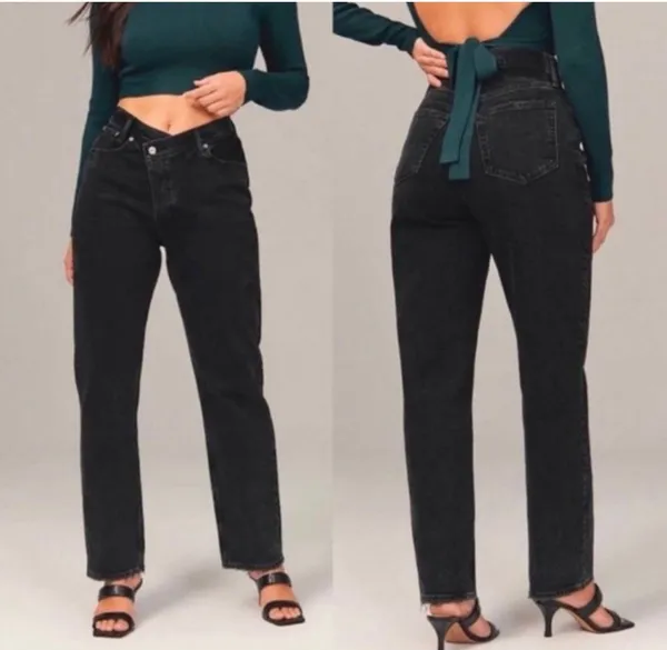 Abercrombie & Fitch Women’s The Dad High Rise Jeans Denim Curve Love Size 28/6L - Image 2