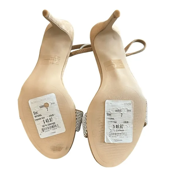 Steve Madden Women's Natural Fierce Rhinestone Slingback Heels Size‎ 7 - Image 5