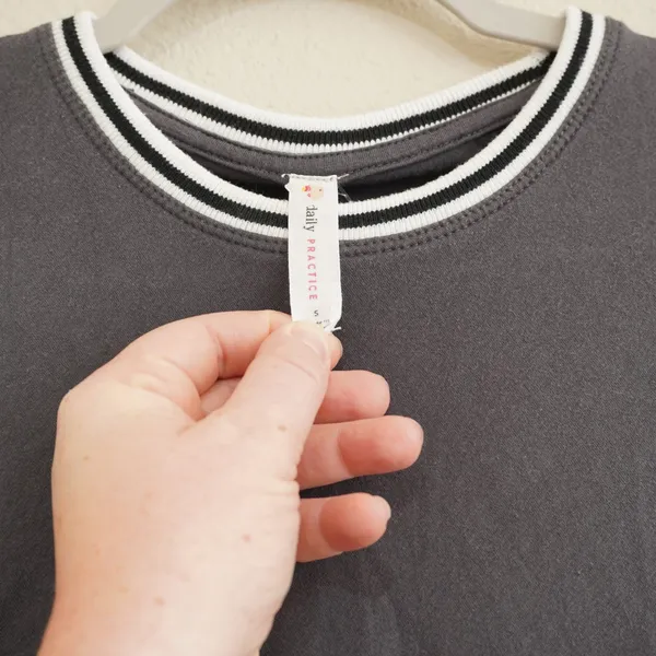 Daily Practice Grey Midi Dress Side Ruched Striped Trim Slit Athletic Athleisure - Image 7
