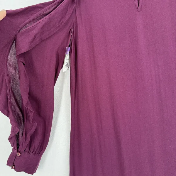 YYoung Fabulous and Broke Kaitlin Ruffle Cold Shoulder Cutouts Dress Plum Size L - Image 9