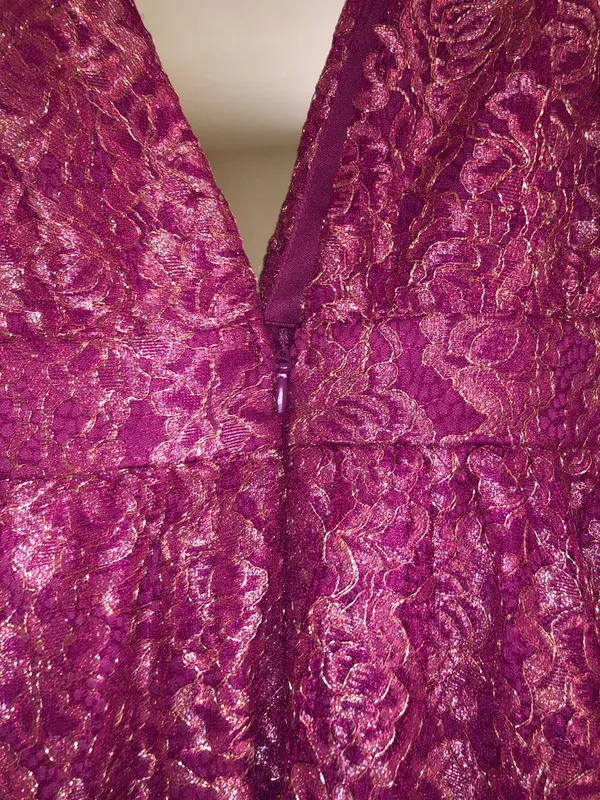 Red/Pink Lace Mini Dress - Image 5