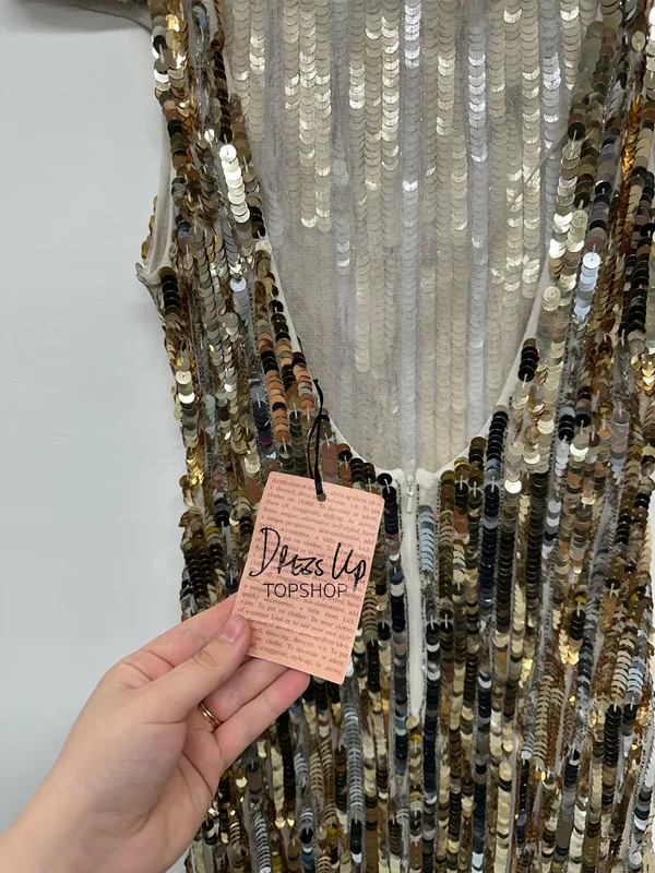 Topshop Gold Sequined Mini Dress - Image 6