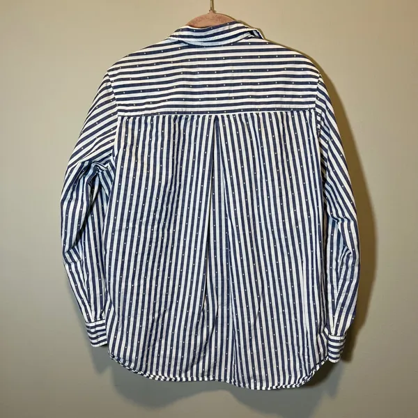 Grayson The Hero Blue White Striped Dobby Dot Button Down Shirt Size 03 M - Image 8