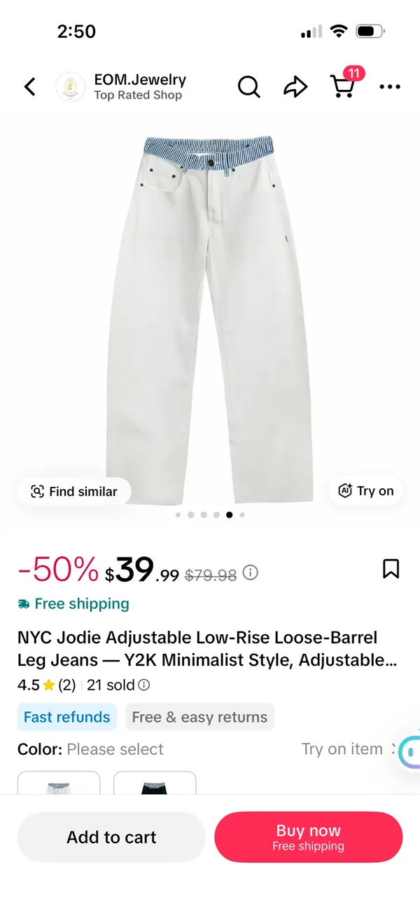 Barrel Jeans White Size XL - Image 3