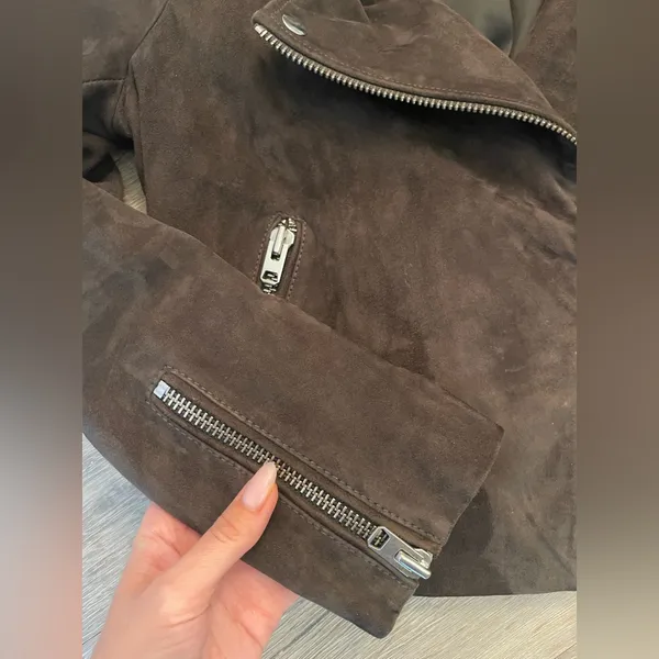 Sale! Topshop Genuine Coffee Brown Suede Moto Jacket Us6 - Image 5