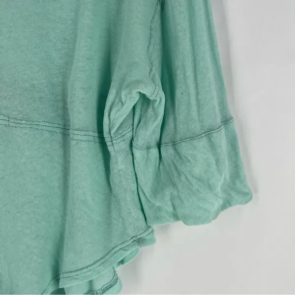 We The Free Sheer Aqua Mint‎ Green Linen Blend Relaxed Fit Dolman Henley Top - Image 8