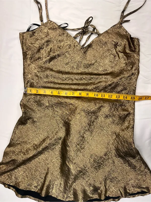 Lulu's Shimmery Satin Gold Cowl Back Slip Dress - Image 10