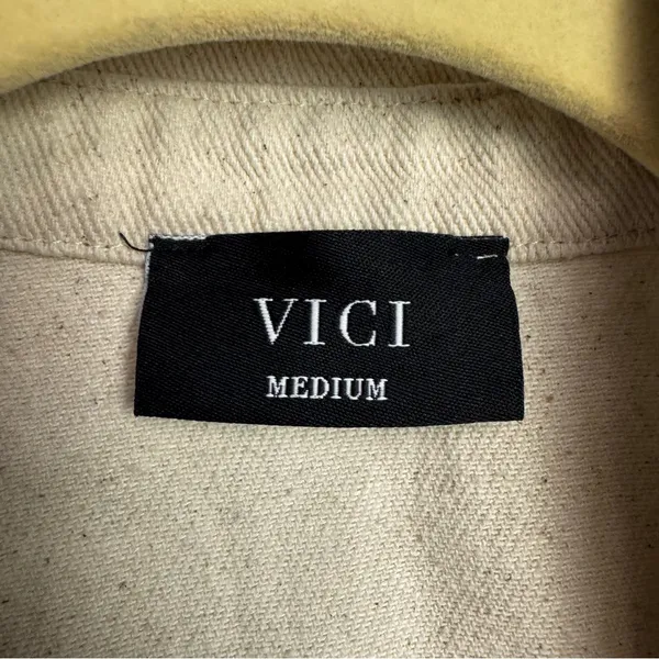 Vici neutral beige safari zip up sleeveless mini dress medium bodycon retro chic - Image 6