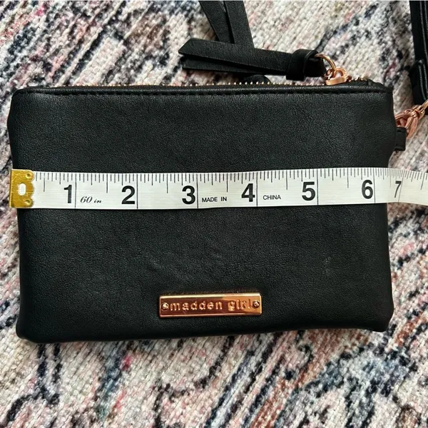 Madden Girl Black and Rose Gold Wristlet Vegan Faux Leather - Image 7