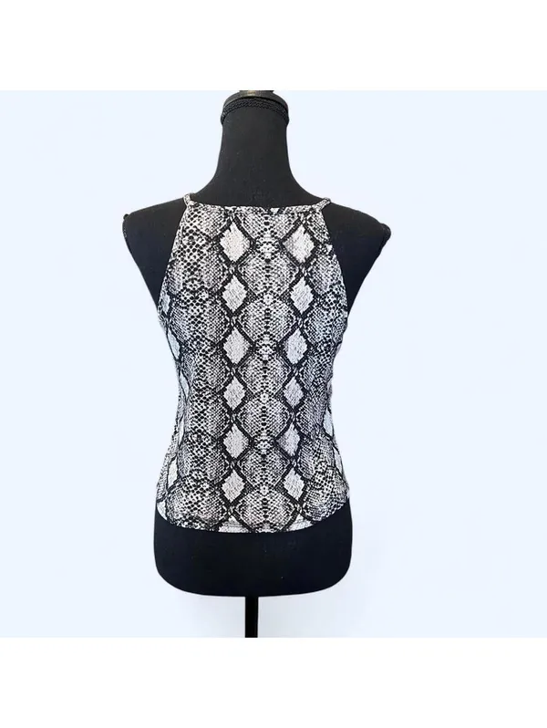 Y2K Snake Print Halter Grunge Festival Tank Top Size Small 💗 - Image 4