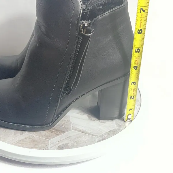 Buffy Black Ankle Booties Womens 8.5 Chunky Heel Side Zip Faux Leather - Image 9