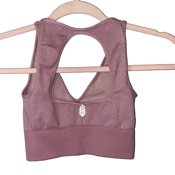 Free People Movement Rewind Sports Bra‎ Mauve Ribbed Cutout XS/S - Image 3