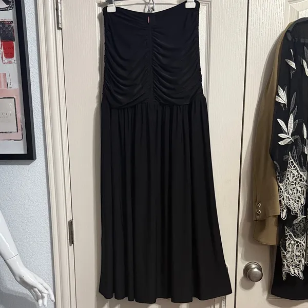 Misa Los Angeles‎ Black Strapless Flowy Asymmetric Hem Dress Minimalist - Image 3