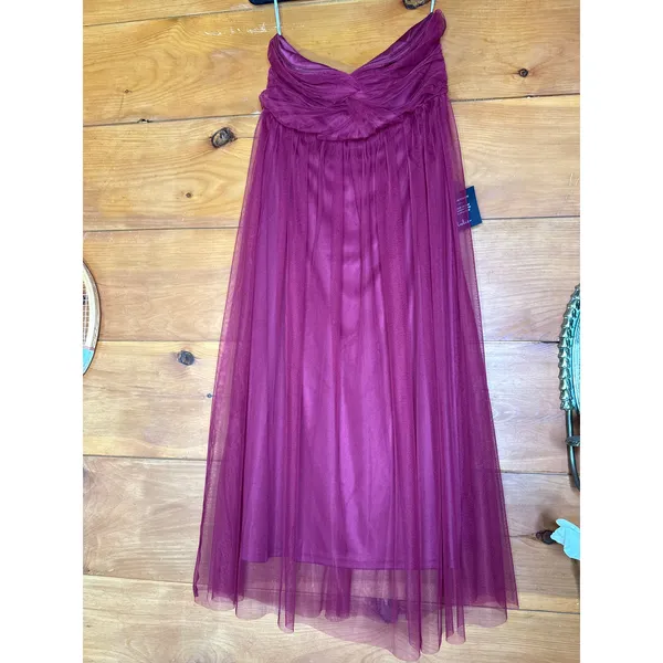 NWT Lulus Perfect Whimsy Burgundy Mesh Strapless Midi Dress Gala Banquet Size L - Image 2