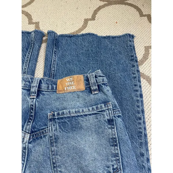 We The Free Tinsley Baggy High Rise Wide Leg Jeans Size 26 Raw Hem, OB1588873 - Image 11