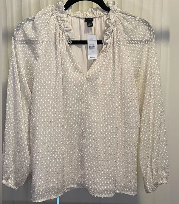 Ann Taylor Petite Clip Shirred Raglan Sleeve Top - Image 2