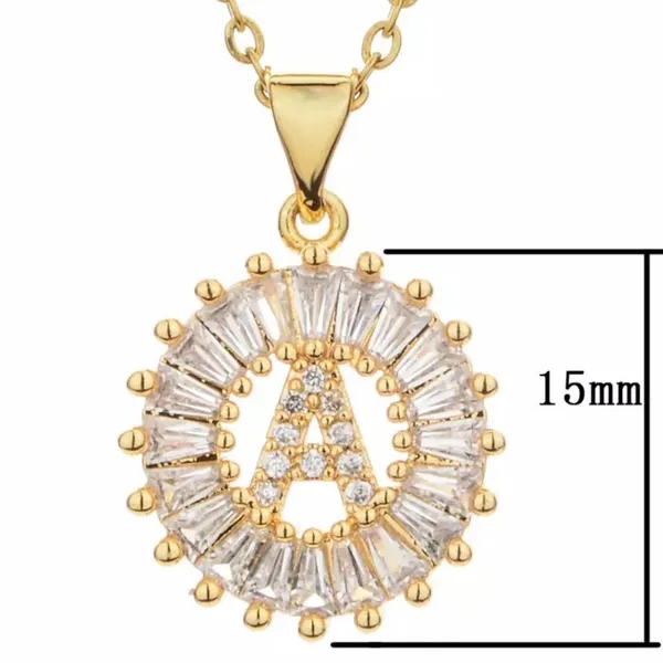 Gold Initial Crystal Sparkly Pendant Necklace A-Z - Image 2