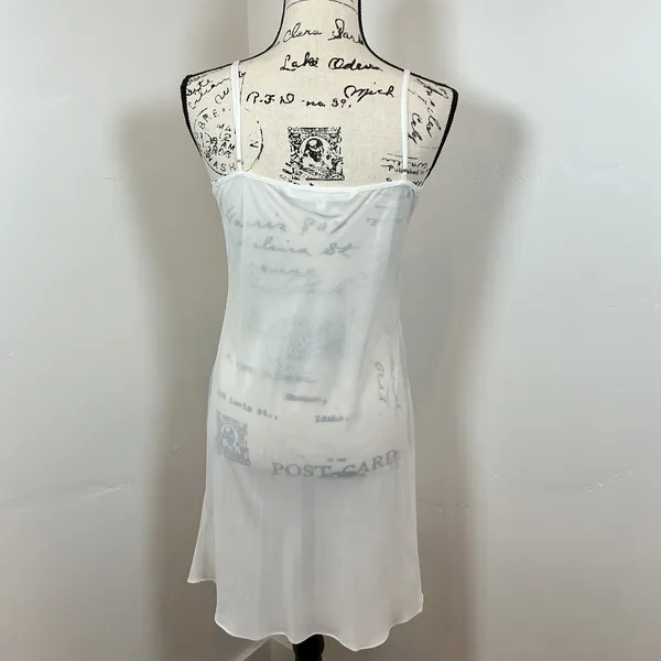 VERONICA BEARD White Sheer Slip Dress Mini Strappy V Neck Size‎ 8 - Image 3