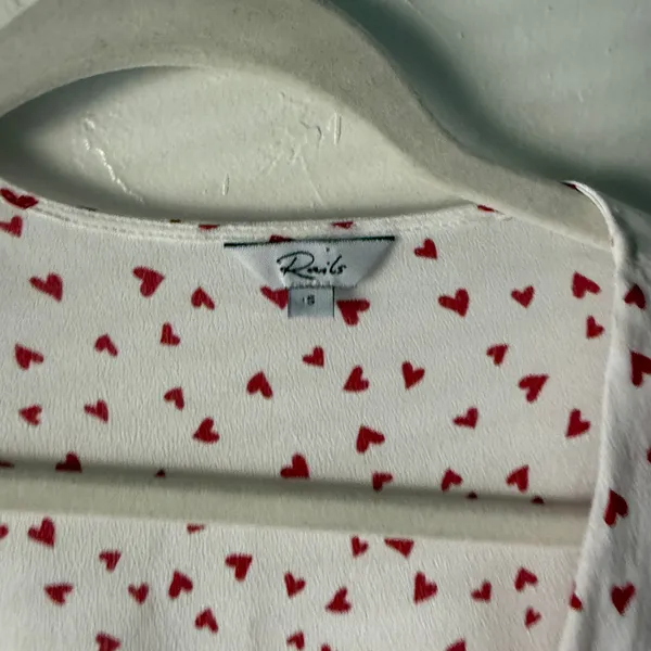 Rails‎ Small Wrap Top Simone Smitten Hearts White Blouse Coquette Style - Image 8