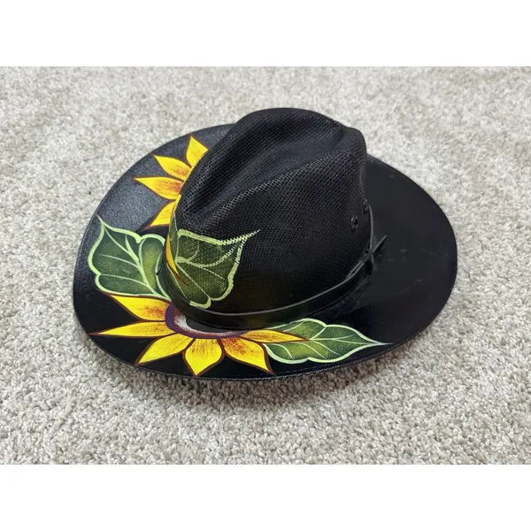 Royal Road Trading Co Hand Painted Sunflower Cowboy Hat Mexico Sombrero Size M - Image 4